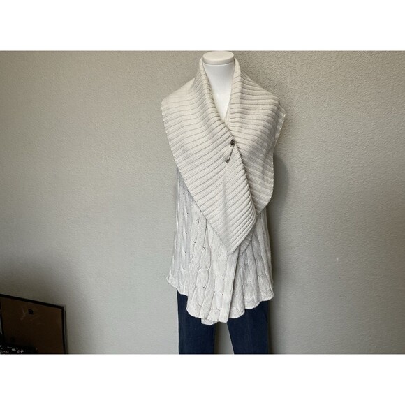 Ralph Lauren Sweaters - Ralph Lauren, Women’s Cable Knit Sleeveless Cardigan, Ivory, Size: L/G